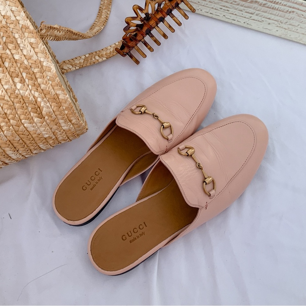 Pink Gucci Princetown Leather Slippers